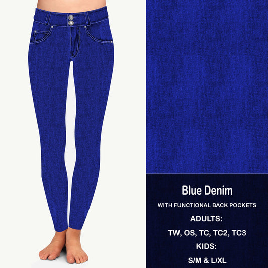 BLUE FAUX DENIM - Leggings with Pockets Preorder Closes 8/21 ETA LATE SEPT EARLY OCT