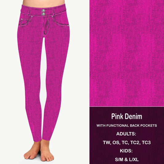 PINK FAUX DENIM - Leggings with Pockets Preorder Closes 8/11 ETA LATE SEPT EARLY OCT