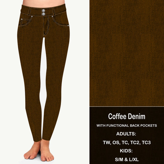 COFFEE FAUX DENIM - Leggings with Pockets Preorder Closes 8/11 ETA LATE SEPT EARLY OCT