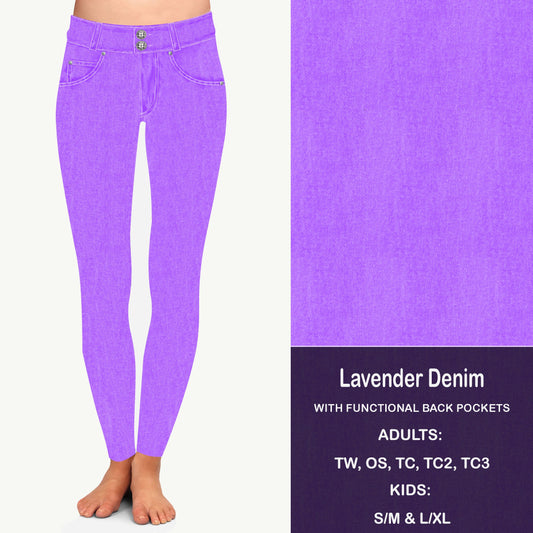 LAVENDER FAUX DENIM - Leggings with Pockets Preorder Closes 8/21 ETA LATE SEPT EARLY OCT