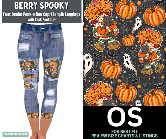 Berry Spooky Capri Faux Denim Peekaboo