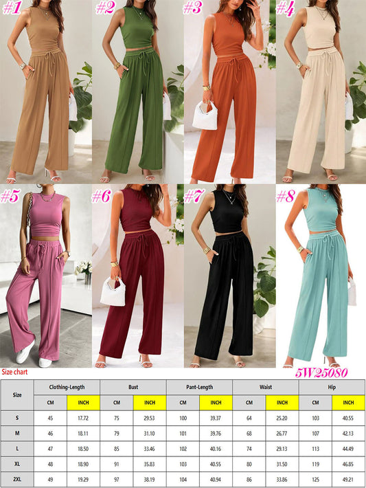 Ribbed Knit cropped tank + drawstring set - Week of 7.7R