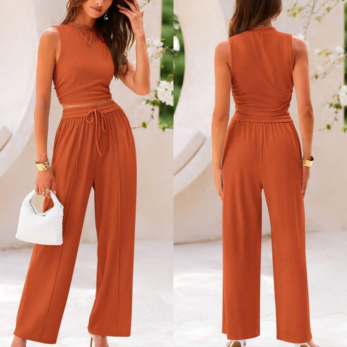 Ribbed Knit cropped tank + drawstring set - Week of 7.7