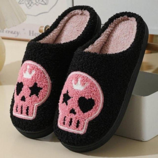 Pink Skull Slippers