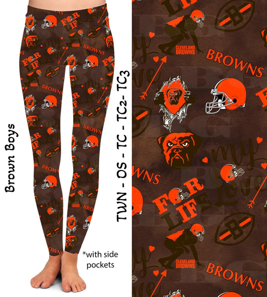 Brown Boys Leggings with Pockets