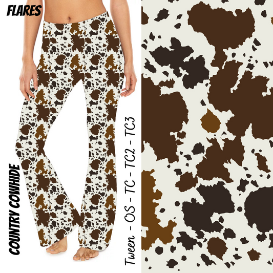 Country Cowhide - Yoga Flares with Pockets