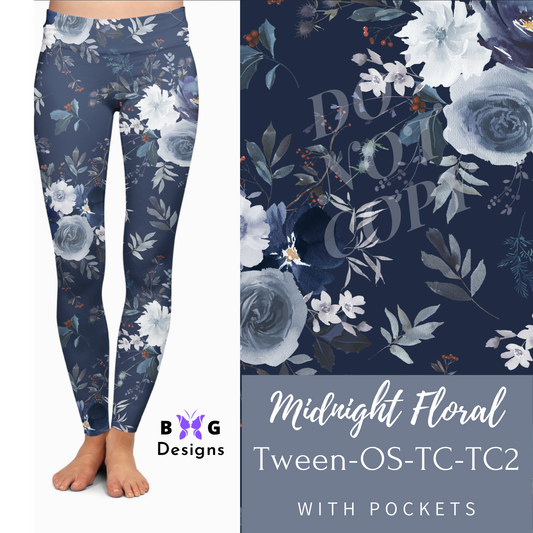 Midnight Floral - Leggings with Pockets