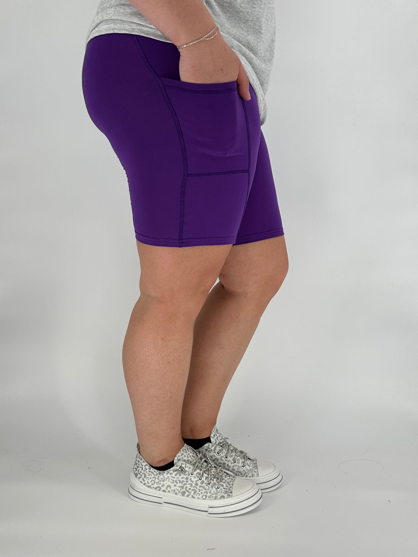 Purple Biker Shorts w/ Pockets