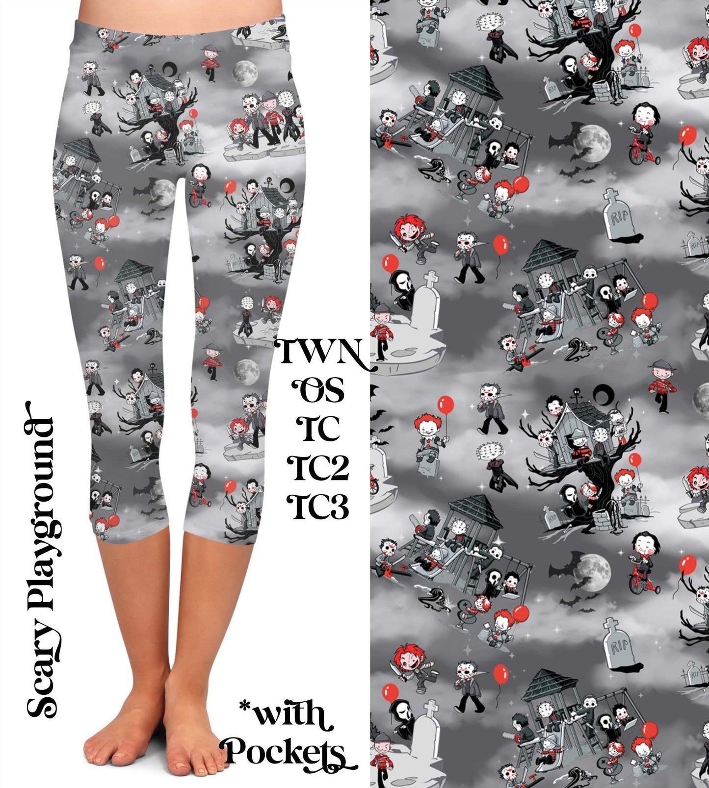 Scary Playground - Capri Leggings with Pockets