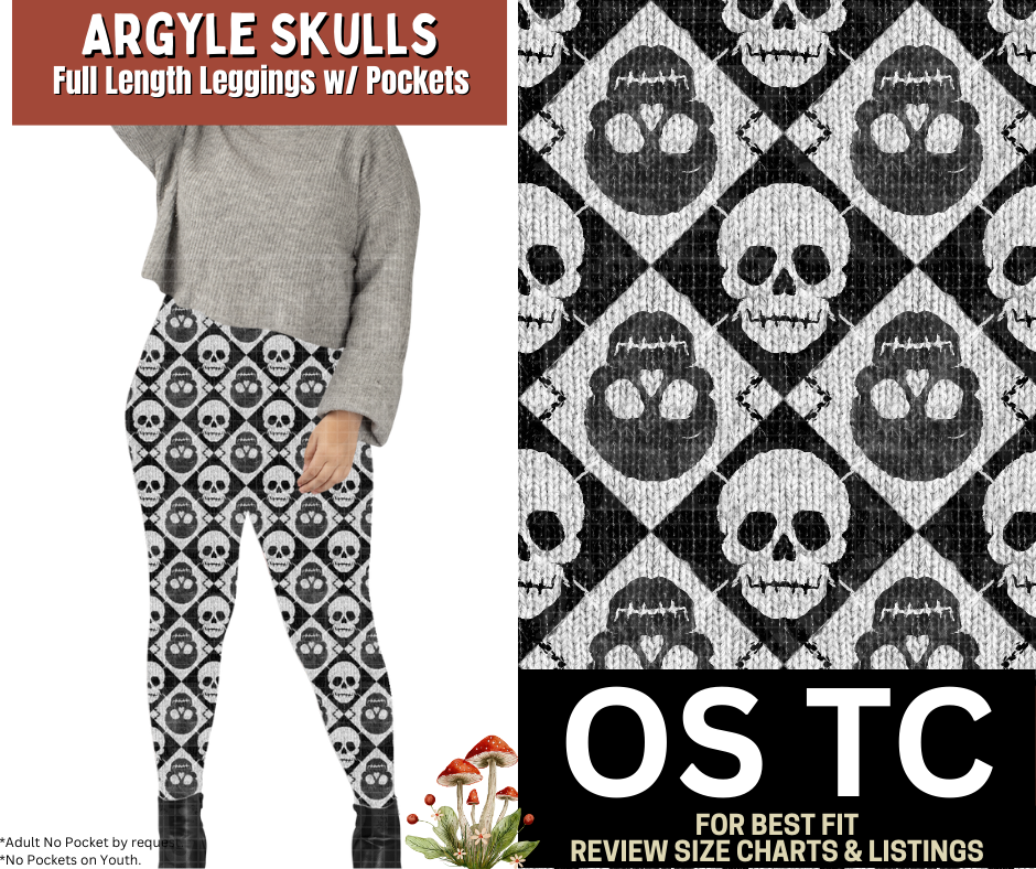 Argyle Skulls Leggings w/ Pockets