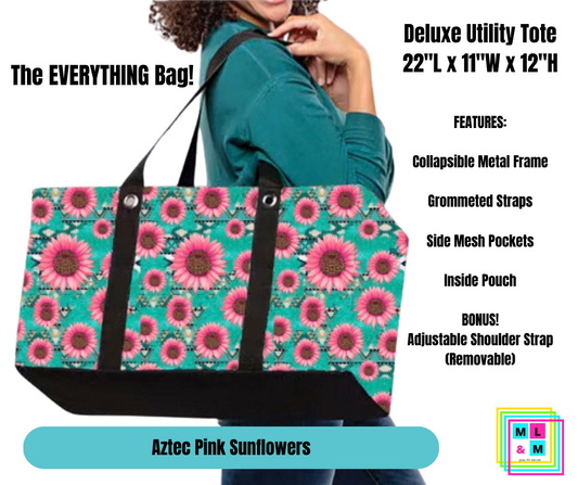 Aztec Pink Sunflower Collapsible Tote