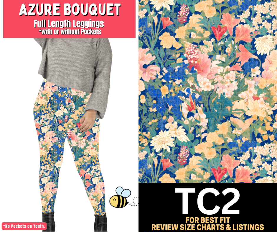 Azure Bouquet Full Length Leggings w/ Pockets