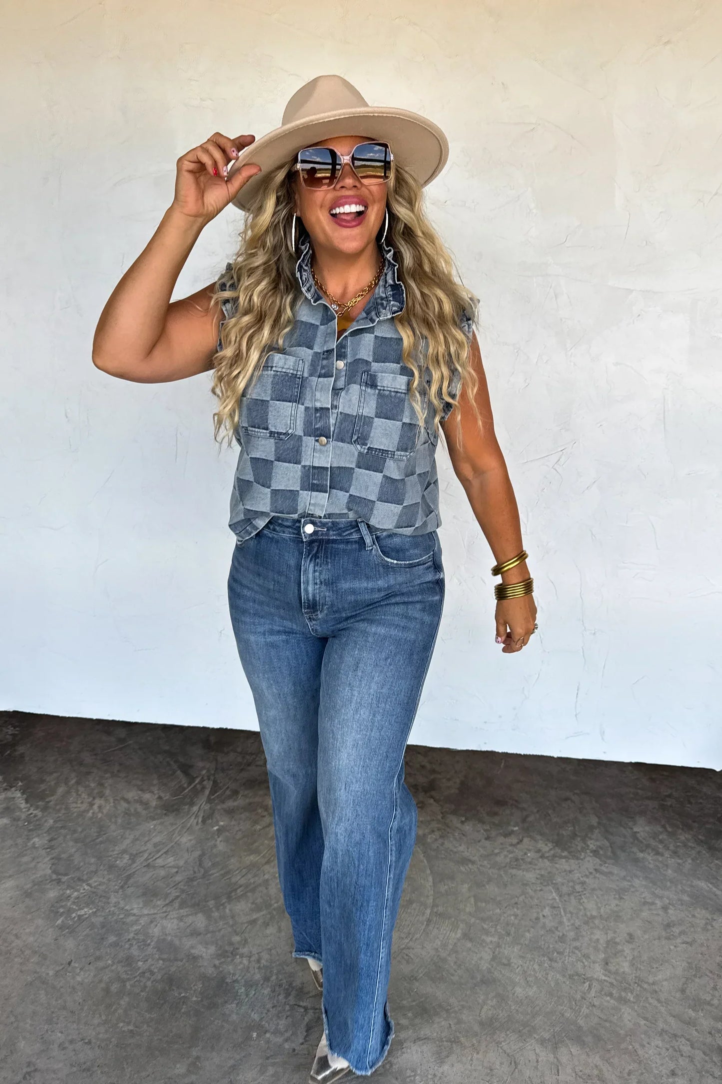 PREORDER: Lainey Checker Denim Vest