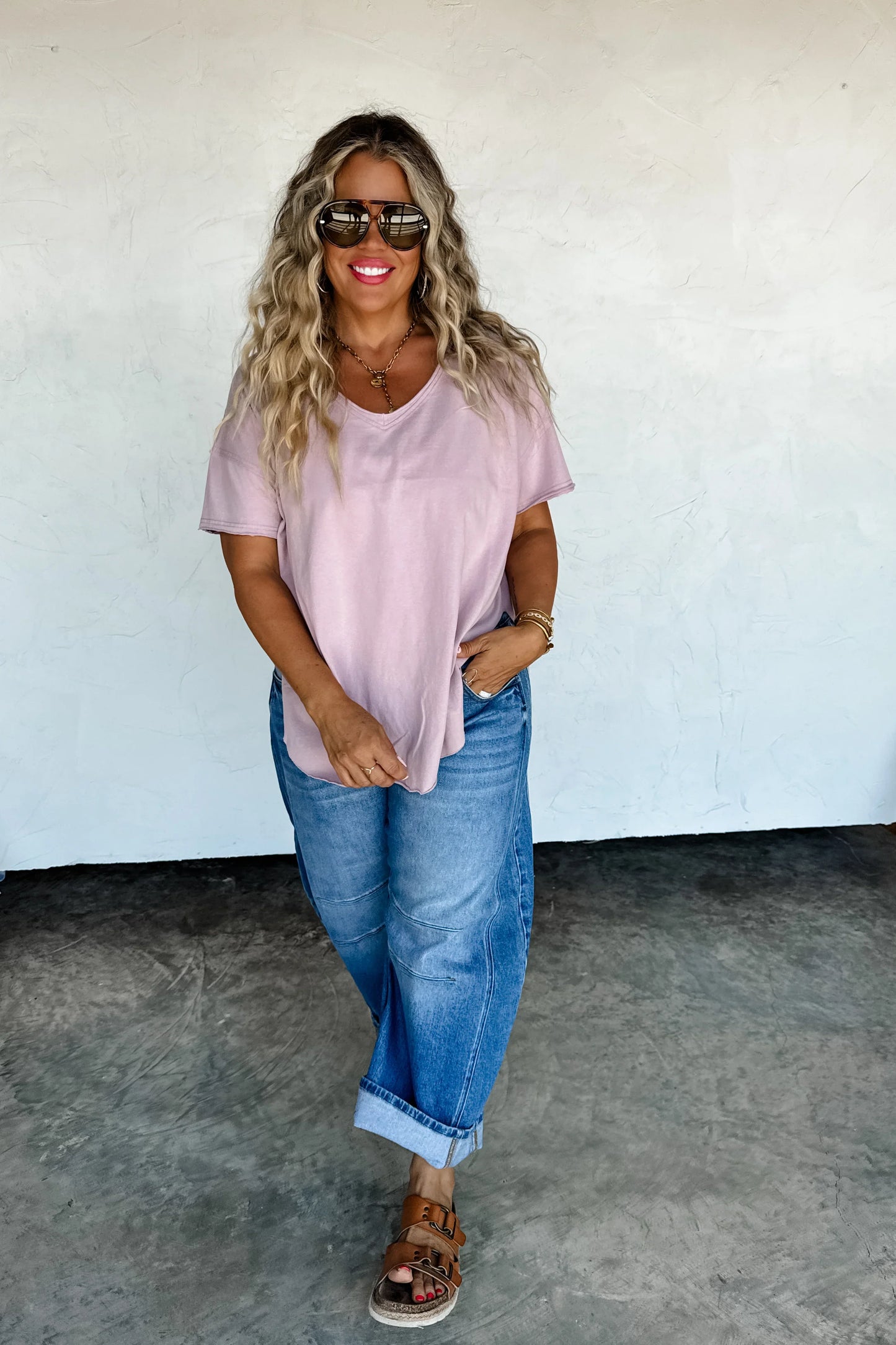 PREORDER: Joey V-Neck Washed Cotton Boyfriend Tee