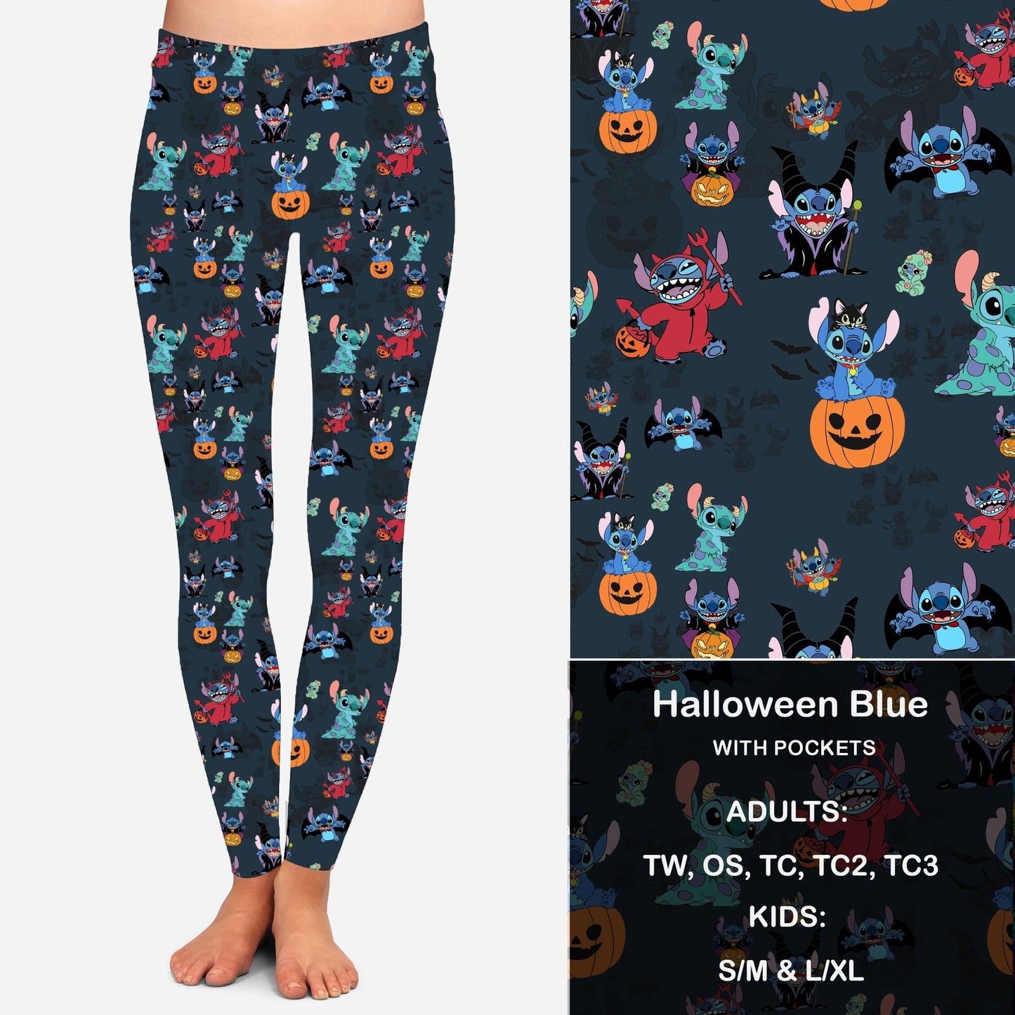 Halloween Blue Leggings & Capris with Pockets