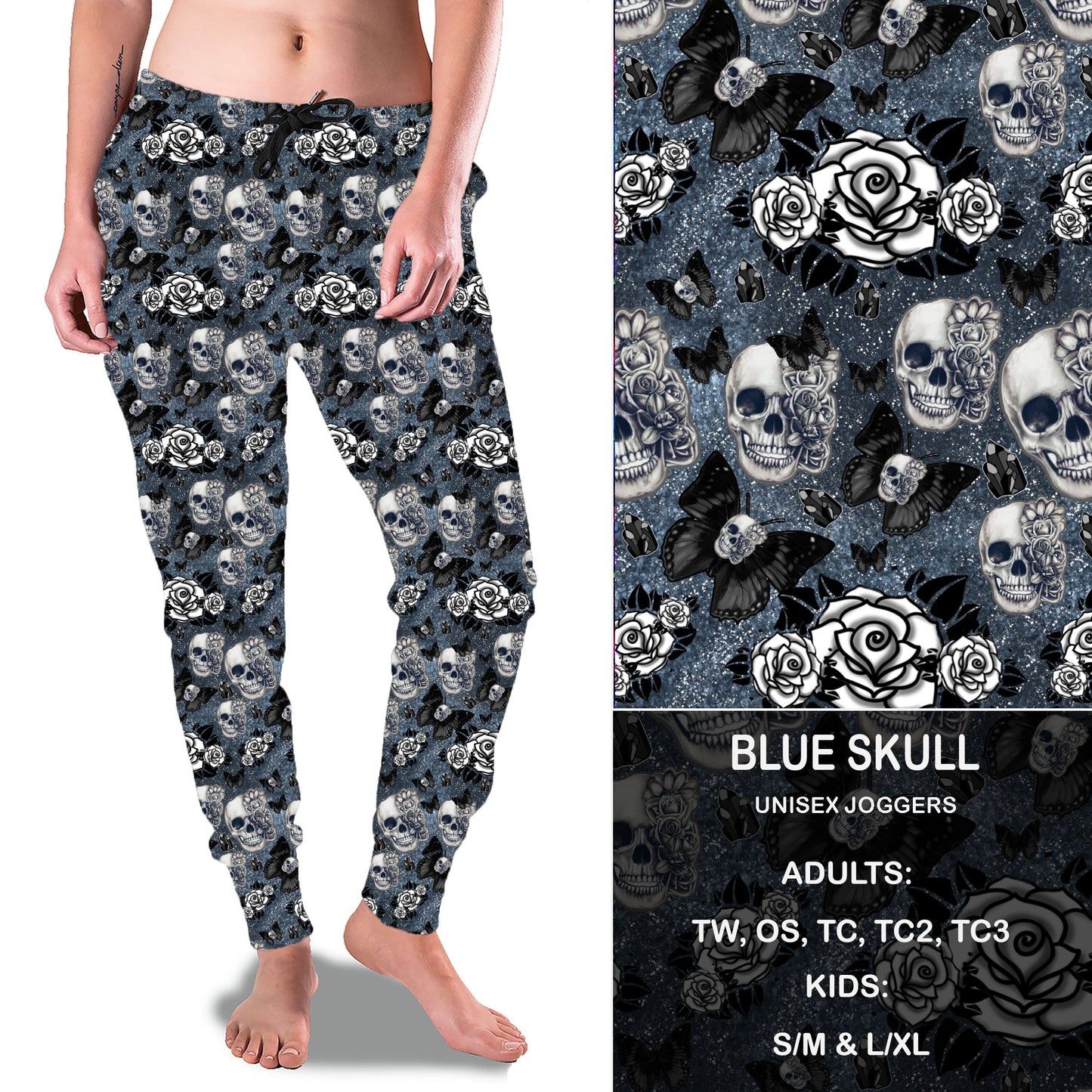 BLUE SKULL - Full  Joggers Preorder Closes 8/11 eta Sept.