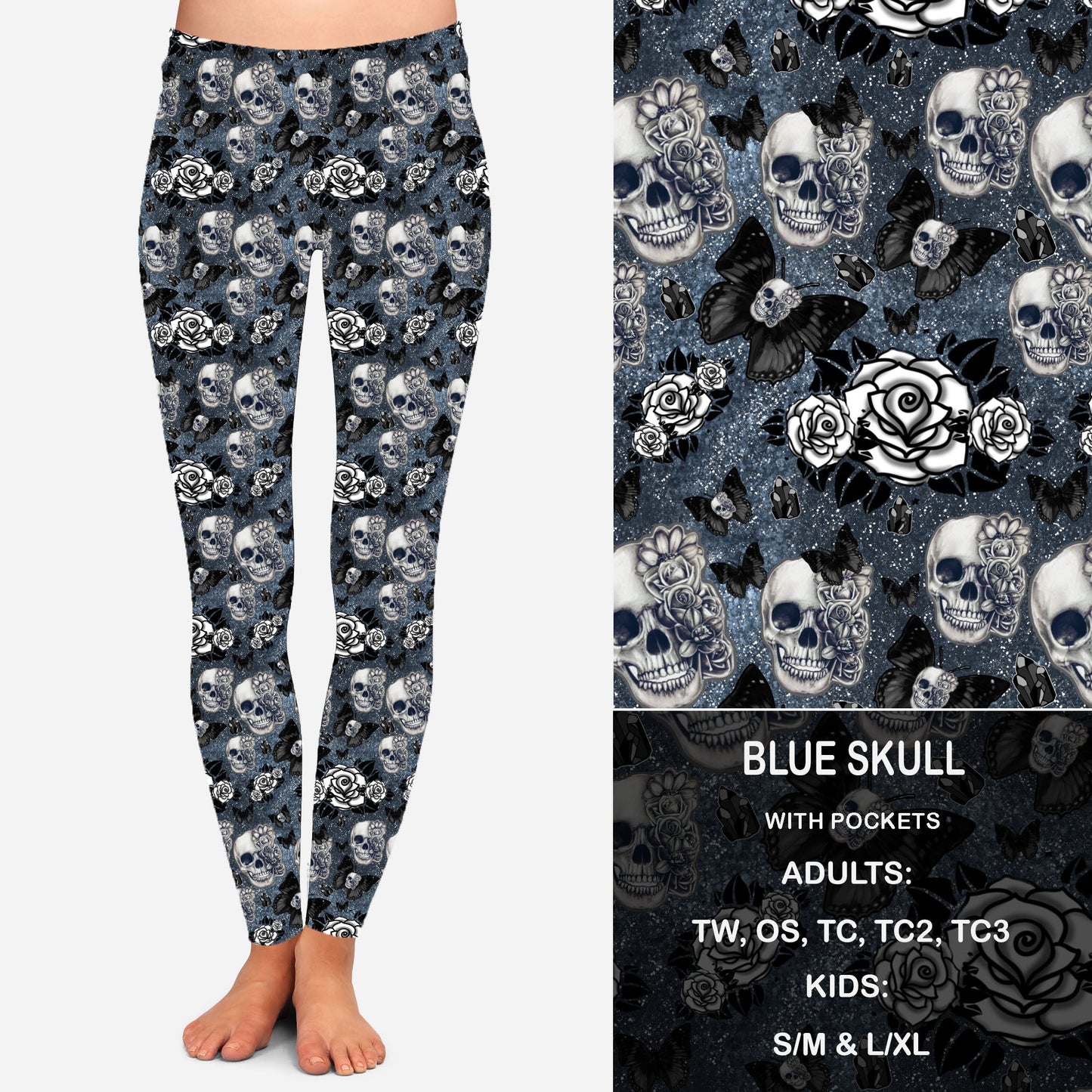 BLUE SKULL - Leggings with Pockets Preorder Closes 8/11 ETA SEPT