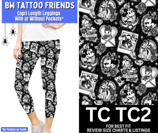 BW Tattoo Friends Capri Length Leggings w/ Pockets