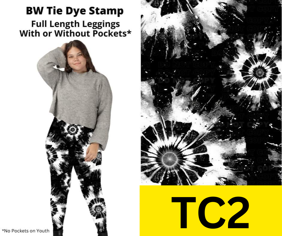 BW Tie Dye Stamp Full Length Leggings w/ Pockets