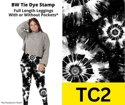 BW Tie Dye Stamp Full Length Leggings w/ Pockets