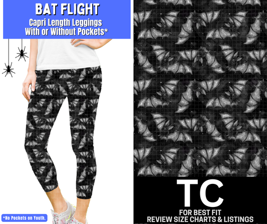 Bat Flight Capri Length Leggings w/ Pockets