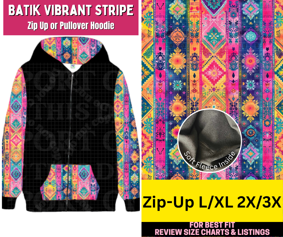 Batik Vibrant Stripe Zip-Up Hoodie