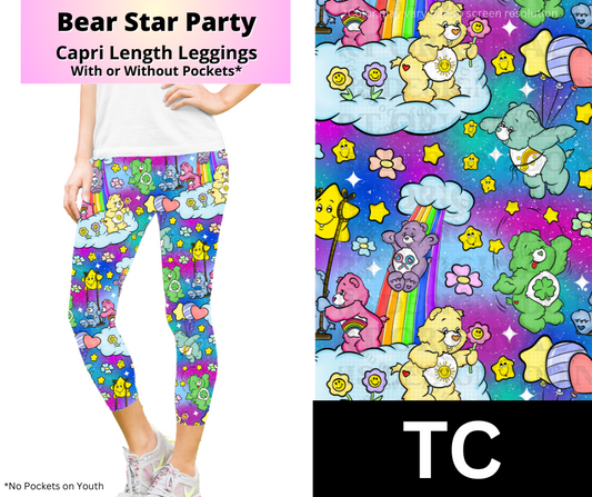 Bear Star Party Capri Length Leggings w/ Pockets