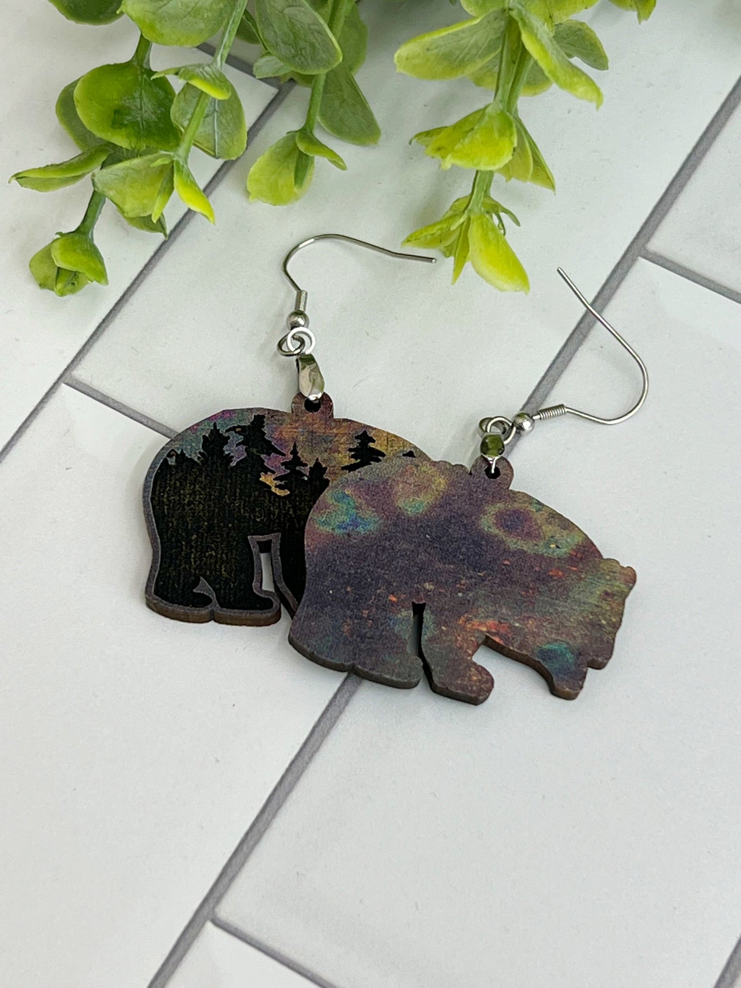 Bear Forest - Oil Slick - Handcrafted Earrings