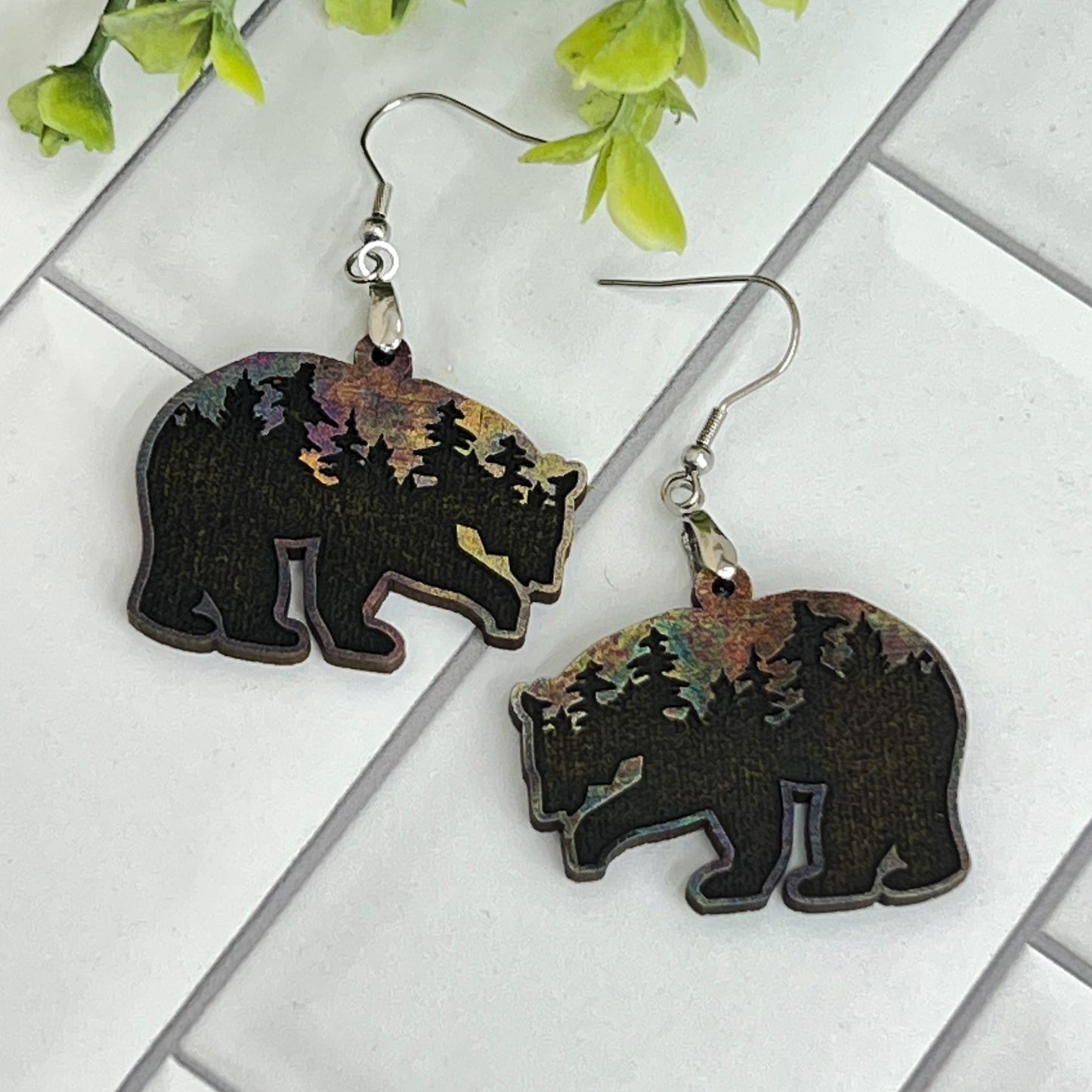 Bear Forest - Oil Slick - Handcrafted Earrings