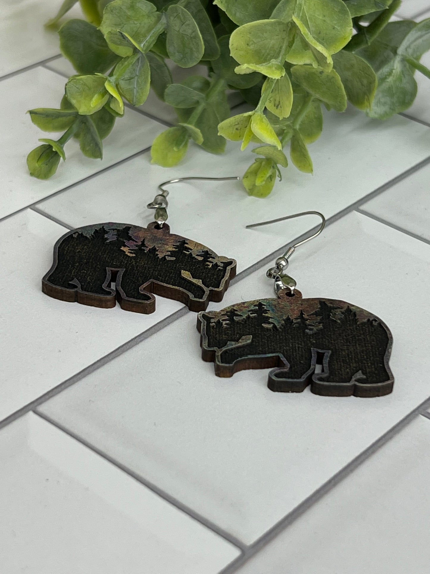 Bear Forest - Oil Slick - Handcrafted Earrings