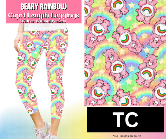 Beary Rainbow Capri Length Leggings w/ Pockets