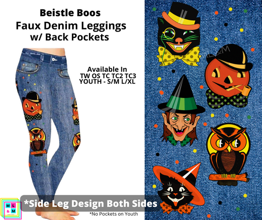 Beistle Boos Full Length Faux Denim w/ Side Leg Designs