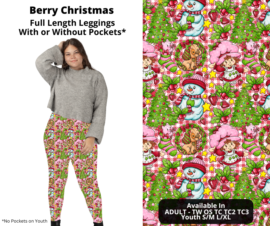 Berry Christmas Full Length Leggings w/ Pockets