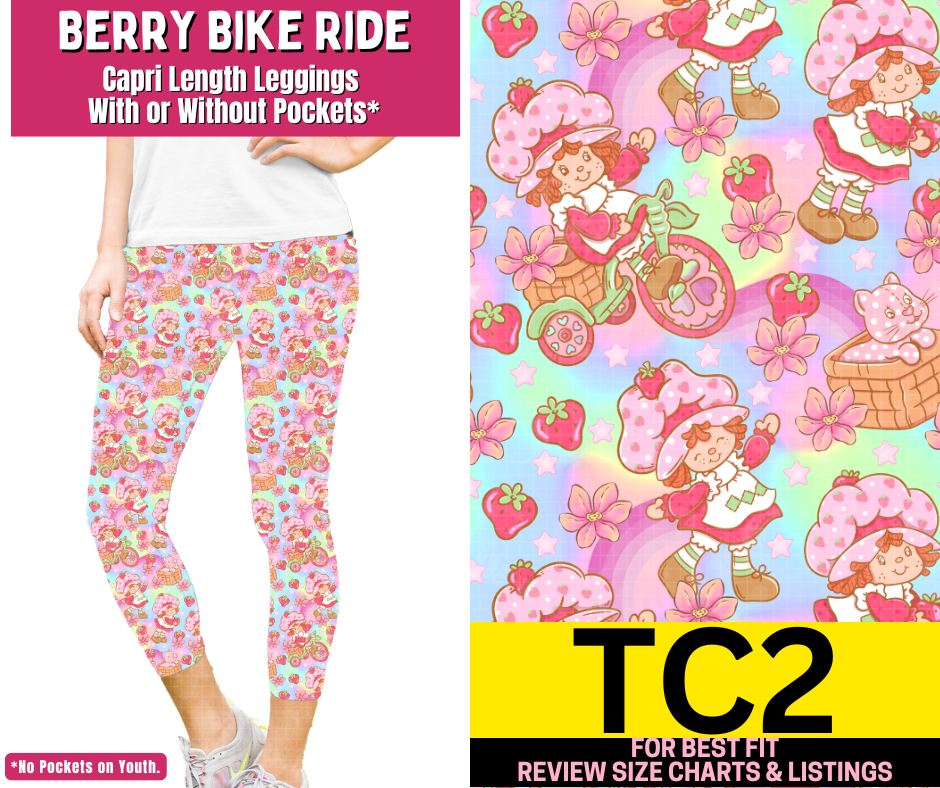 Berry Bike Ride Capri Length Leggings w/ Pockets