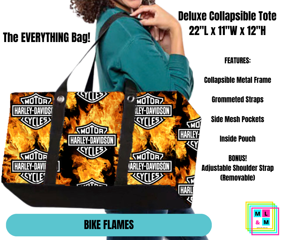 Bike Flames Collapsible Tote