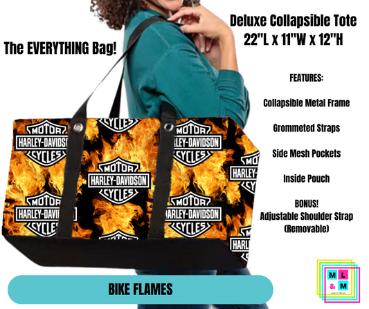 Bike Flames Collapsible Tote