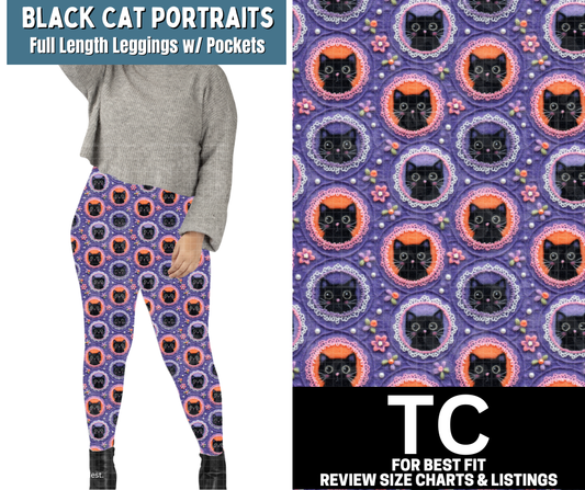 Black Cat Portraits Full Length Leggings w/ Pockets