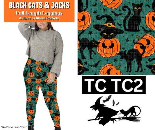 Black Cats & Jacks Full Length Leggings w/ Pockets