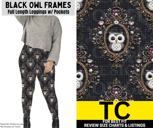 Black Owl Frames Full Length Leggings w/ Pockets