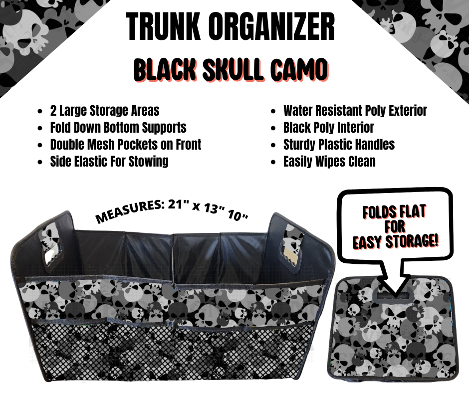 Black Skull Camo Trunk Organizer
