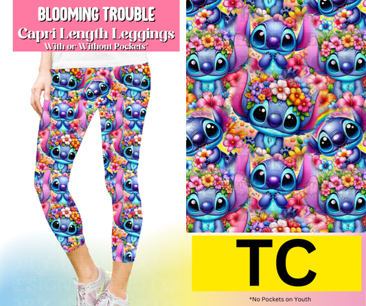 Blooming Trouble Capri Length Leggings w/ Pockets