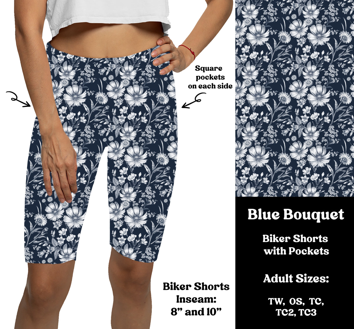 BLUE BOUQUET -  Bike Shorts with Pockets Preorder Closes  7/29