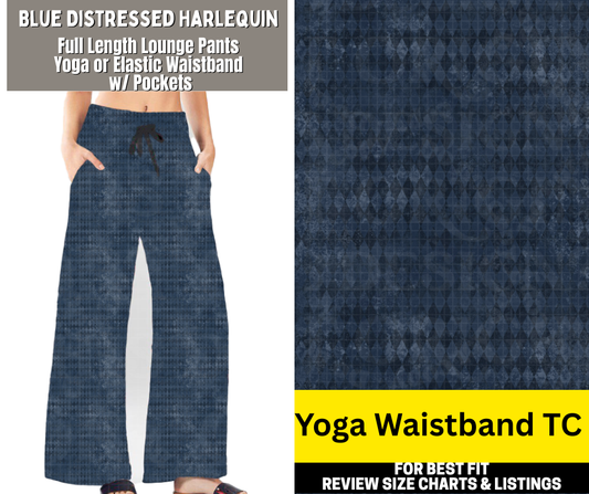 Blue Distressed Harlequin Full Length Lounge Pants