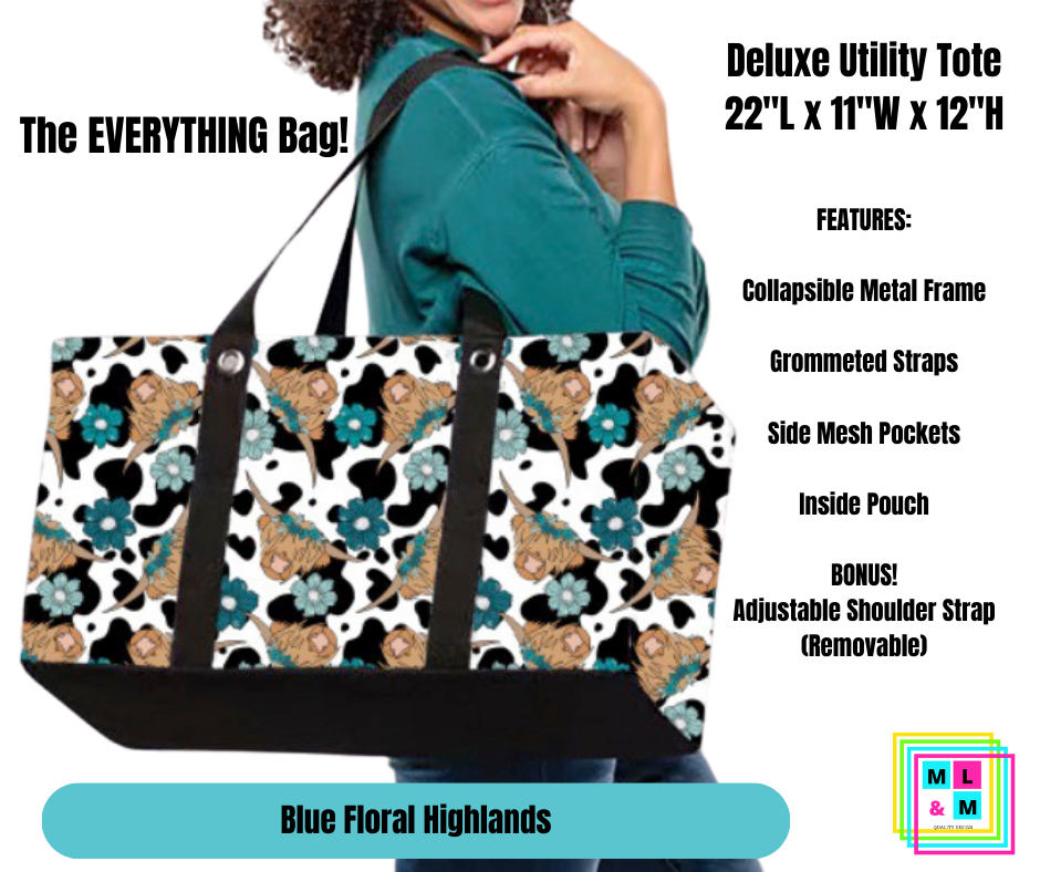 Blue Floral Highland Collapsible Tote