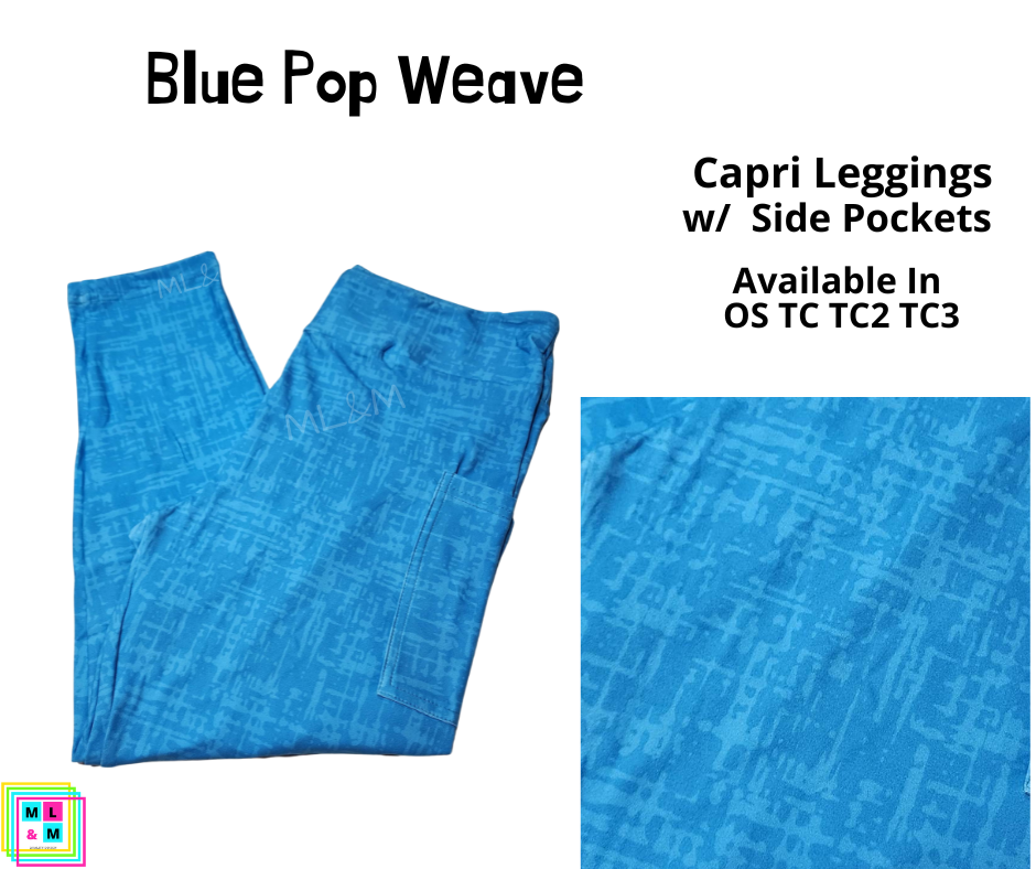 Neon Pop Weave Blue Capri Length w/ Pockets