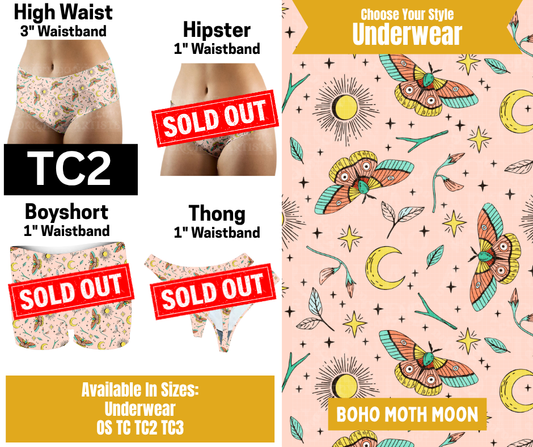 Boho Moth Moon High Waist Underwear