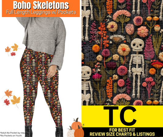 Boho Skeletons Full Length Leggings w/ Pockets