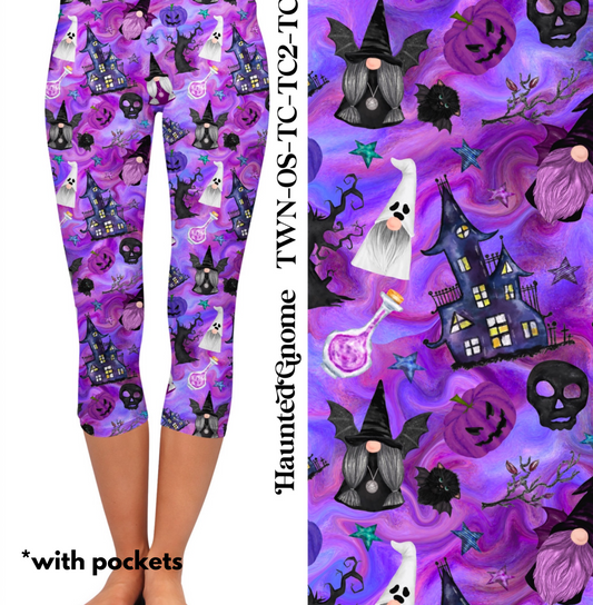 Haunted Gnomes - Capri Leggings with Pockets