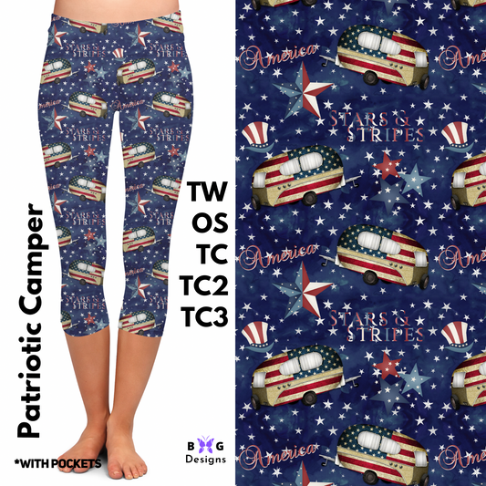 Patriotic Camper - Capri Leggings with Pockets