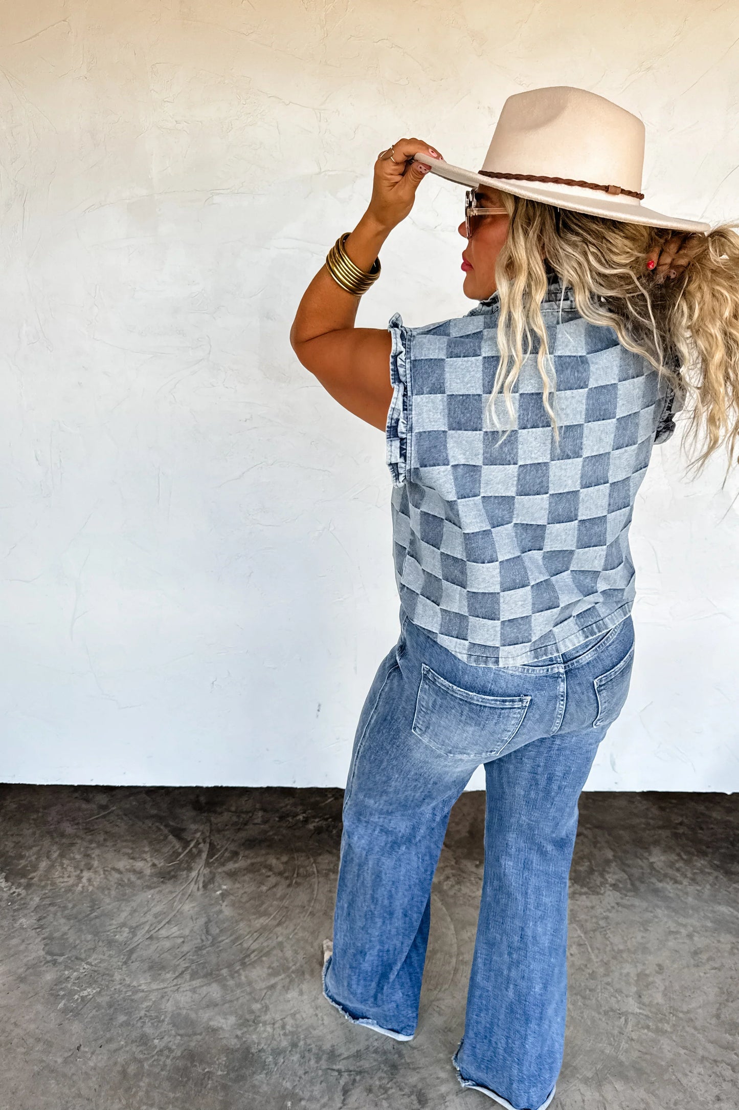 PREORDER: Lainey Checker Denim Vest